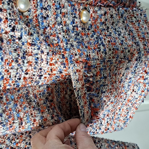 Draper's & Damon's Tweed Pearl Buttons Fun Colorful Chic Dressy Jacket Blazer - Picture 7 of 12